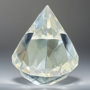 Tiffany & Co. Crystal Diamond Shape Paperweight Signed – Clear Glass – 4”  Read